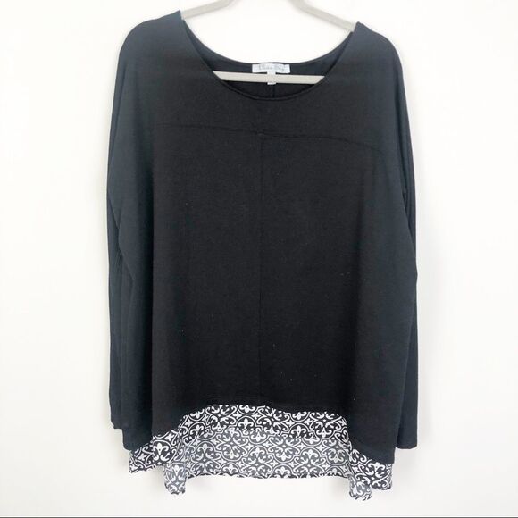 OLIVIA SKY | Black/White Split Back Women’s Plus Size 2X Top - Picture 1 of 7